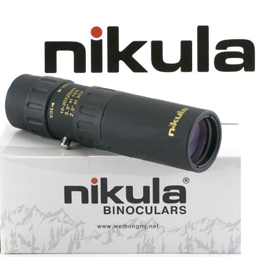 Nikula 10 - 30 x 25 High Power Pockedt-Size Monocular Telescopes - Small Bugler - Click Image to Close